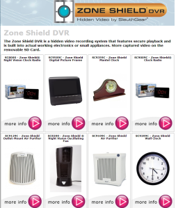 From KJBSecurity.com, a selection of Hidden Cameras Available for the home